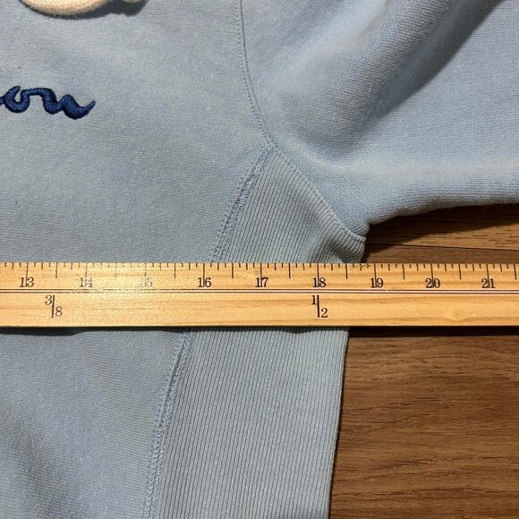 Vintage Champion Reverse Weave Hoodie Light Blue Embroidered Logo – Size Medium - Picture 3 of 5